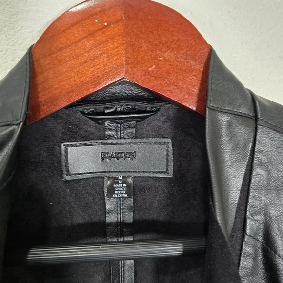 BLANK NYC Black Faux Leather Drape Open Front Jacket Size Medium - Picture 6 of 8